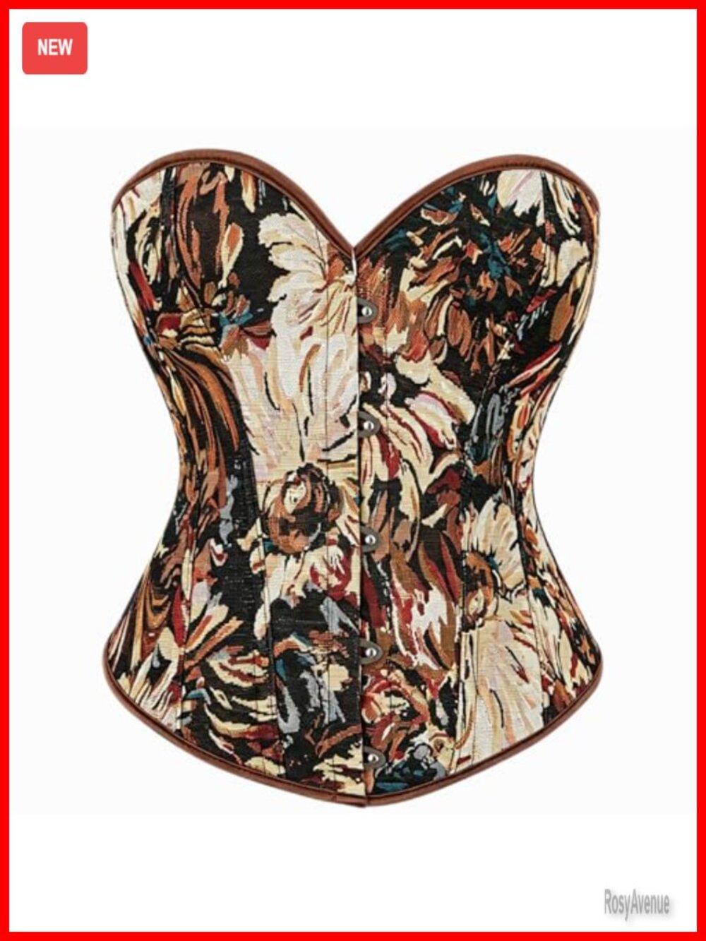 Floral Jacquard Strapless Lace-Up Overbust Corset Bustier Renaissance Party Top